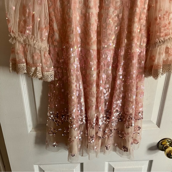 Needle&Thread Lace-trimmed Sequin-embellished Tulle Mini Dress Pink - Picture 7 of 9